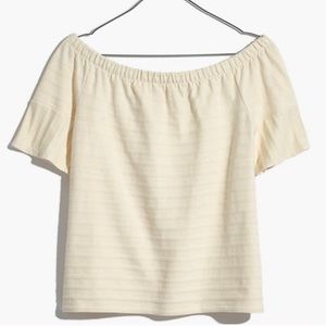 Madewell Cream Ribbed Off the Shoulder Top